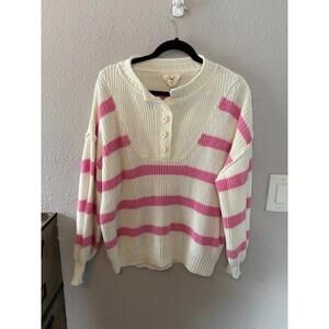 Fantastic Fawn white/pink knit button sweater size S oversized